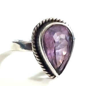 Vintage Pear Shape Purple Amethyst Statement Right Hand Ring Sz 7